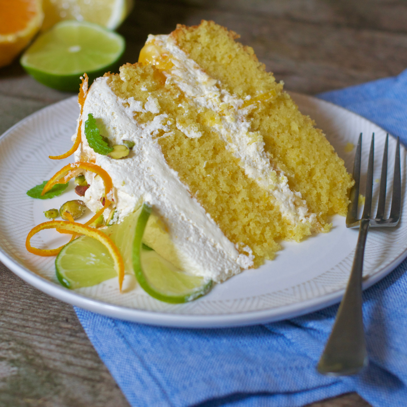 Summer Citrus Sponge with Fresh Cream and Lemon Curd